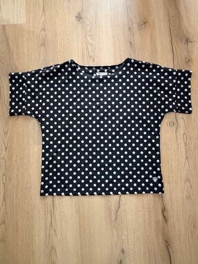 Albion Fit Black Polka Dot Short Sleeve Top